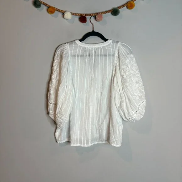 Sundance white eyelet bishop sleeve blouse - Picture 7 of 7